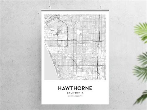 Hawthorne Map Print Hawthorne Map Poster Wall Art Ca City | Etsy