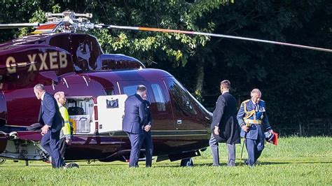 King Charles spotted leaving helicopter as he spends much-needed day ...