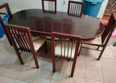 6 Seater Dining Table Tanguile Wood, Furniture & Home Living, Furniture, Tables & Sets on Carousell