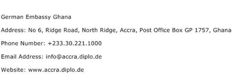 German Embassy Ghana Address, Contact Number of German Embassy Ghana