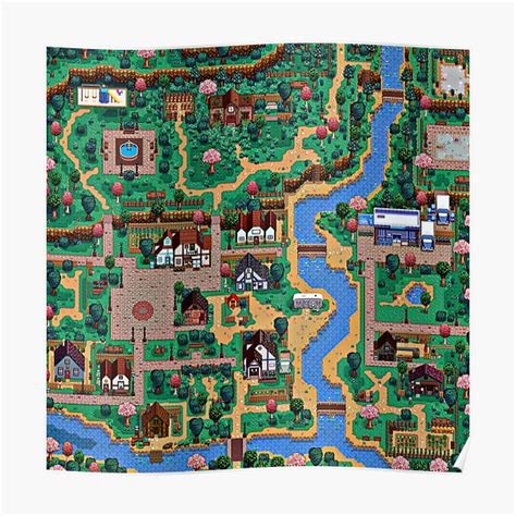 "Stardew valley town map" Poster for Sale by jellyrelish | Redbubble