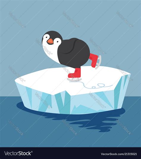 Penguin doing ice skating on floe Royalty Free Vector Image