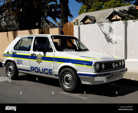 Montagu, Western Cape, South Africa, Africa - view of VW Golf police ...