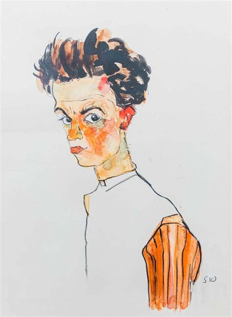 Egon Schiele Self Portrait Drawing