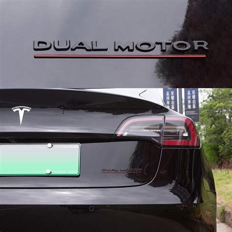 Buy Fit 2017-2023 Tesla Model Y Model 3 Dual Motor Decals 3D Car Rear Trunk Emblem Sticker Badge ...