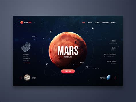 Space Tour Web UI Design | Ui design website, Ui design, Web ui design