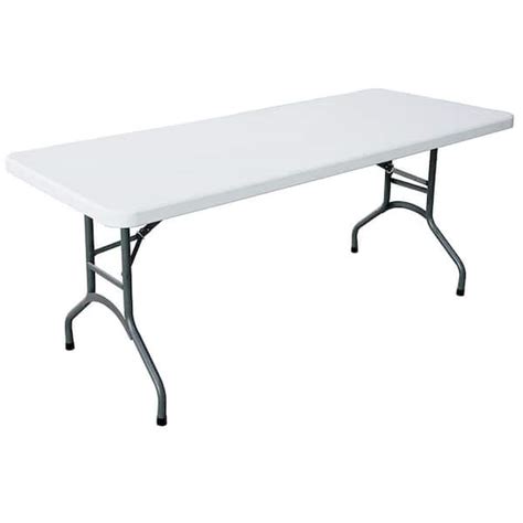 Plastic Development Group White 706 Heavy Duty 6 ft. Straight Plastic Top Banquet Folding Table ...