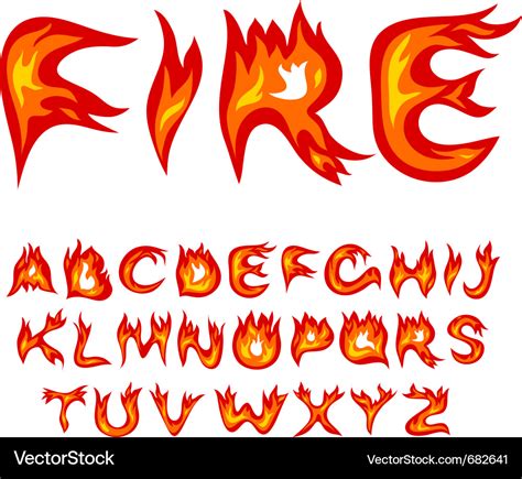 Flame alphabet Royalty Free Vector Image - VectorStock