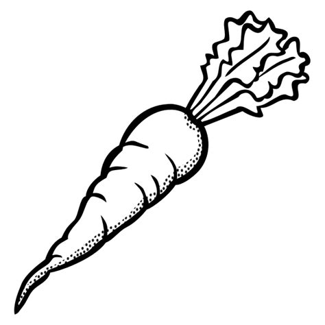 Clip at of ripe carrot in black and white | Free SVG