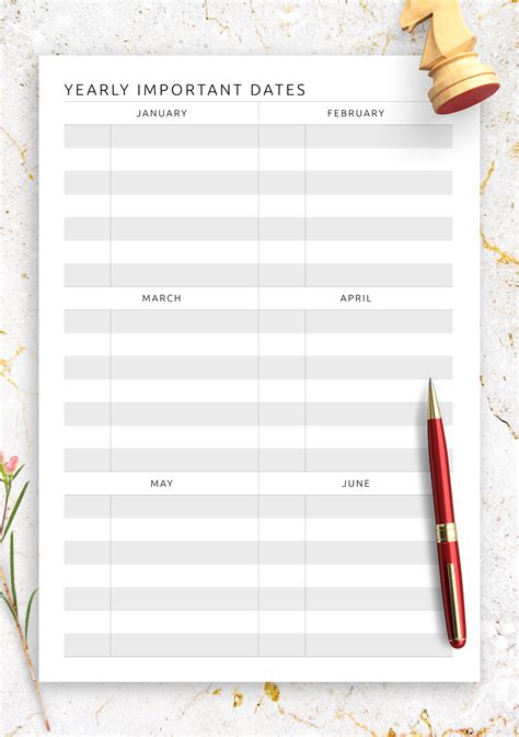 Paper & Party Supplies A5 and Letter sizes A4 Important Dates Year at a Glance Future Log Yearly ...