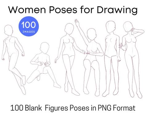 100 Female Art Pose Body Reference PNG Files Adult Female | Etsy