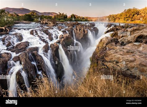 Multiple streams comprise the Epupa falls, on the Kunene river in the ...