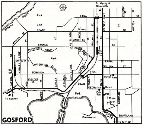 Map of Gosford, NSW c1950's Tourist Info, Robinson Family, Stockdale, Old Maps, Central Coast ...