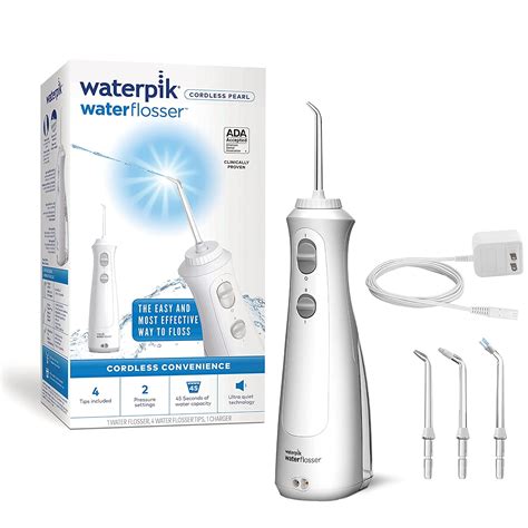 Waterpik Cordless Pearl Rechargeable Portable Water Flosser for Teeth, Gums, Braces Care and ...