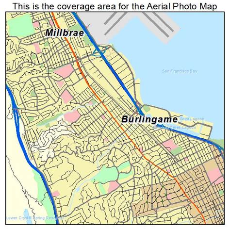 Aerial Photography Map of Burlingame, CA California