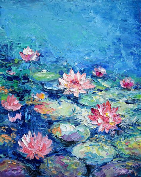 Blue Water Lily Painting