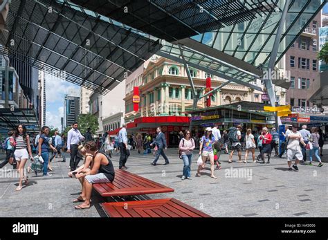 Queen Street Mall, Brisbane City, Brisbane, Queensland, Australia Stock ...