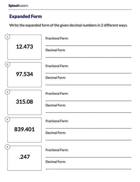 Decimal Expanded Form Worksheet - prntbl.concejomunicipaldechinu.gov.co