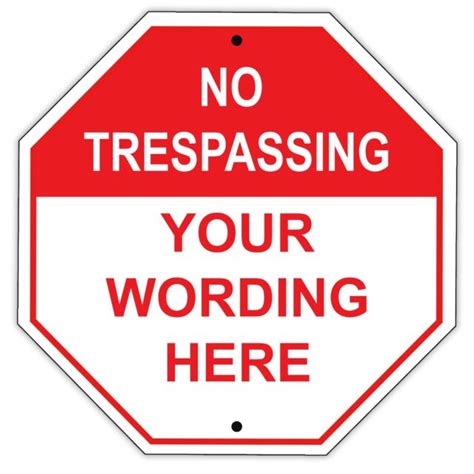 No Trespassing Personalized Text Custom Designed Novelty Aluminum Metal ...