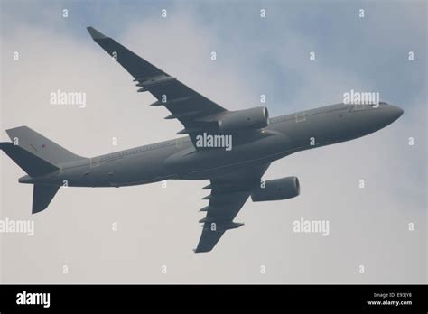 RAF Voyager, the new airborne refuelling tanker plane flying over Cardiff Bay during the 2014 ...