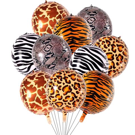 10PCS Animal Print Balloons Realistic Giraffe Safari Balloons Latex ...