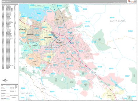 San Jose Wall Map - Premium - MarketMAPS