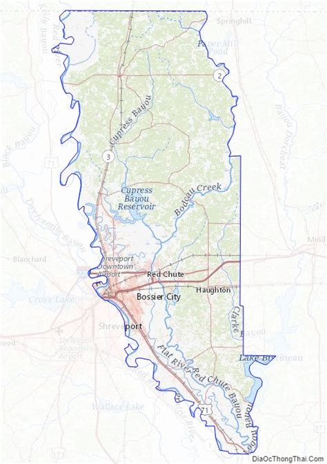 Map of Bossier Parish, Louisiana - Thong Thai Real