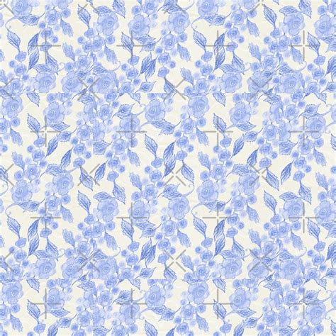 "French Blue Flowers and Leaves" by SherDigiScraps | Redbubble