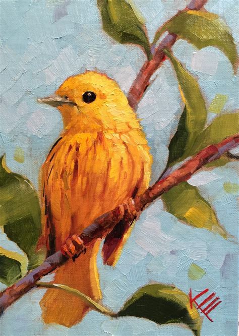 Yellow warbler bird birds painting paintings decor 5x7 | Etsy ...