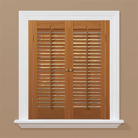 HOME basics Oak 1-1/4 in. Traditional Faux Wood Interior Shutter 23 to 25 in. W x 28 in. L ...