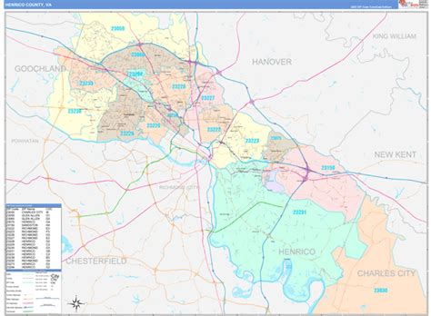 Henrico County, VA Wall Map Color Cast Style by MarketMAPS - MapSales