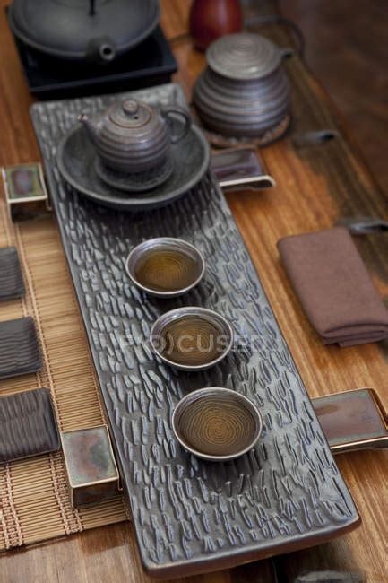 Classic chinese tea ceremony set on table — old fashioned, herbal tea ...