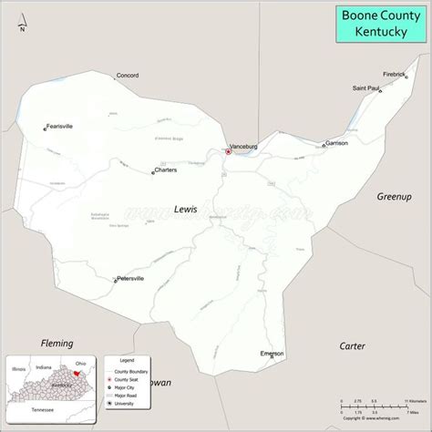 Map of Lewis County, Kentucky showing cities, highways & important ...