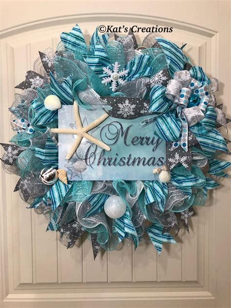 Blue Beach Lovers Christmas Wreath | Christmas wreaths diy, Beach christmas decorations ...