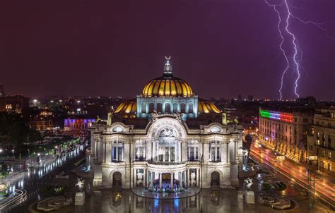 Wallpaper lights, Mexico, lightning, night, people, Mexico City, Palace ...