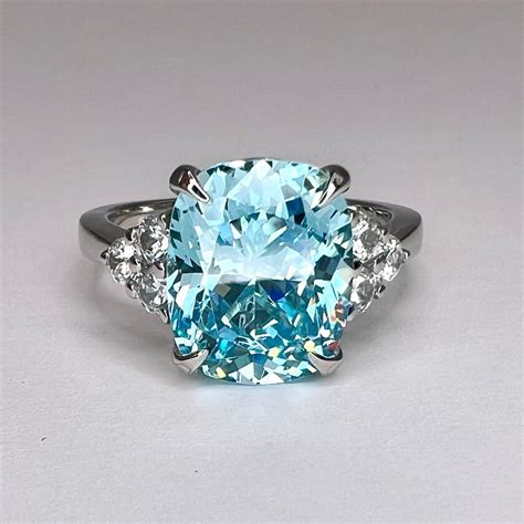 Aquamarine Cushion Cut Engagement Ring Aquamarine Elongated - Etsy