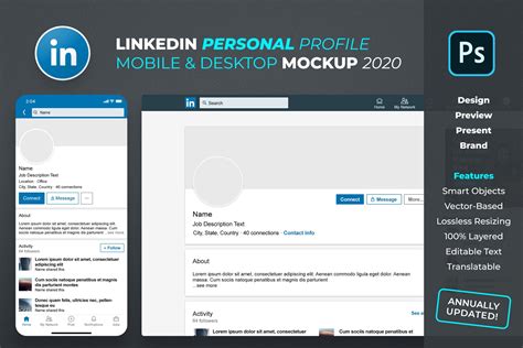 LinkedIn Personal Profile Mockup | Social Media Templates ~ Creative Market