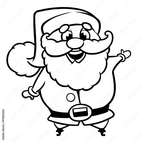 Black and white coloring page outline of a Santa Claus. Christmas character line art Stock ...