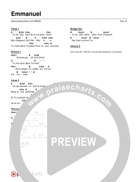 Emmanuel Chords PDF () - PraiseCharts