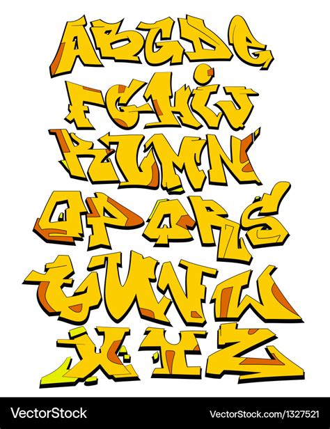Graffiti alphabet urban font Royalty Free Vector Image