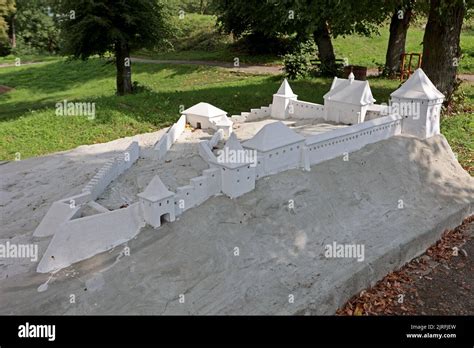 HALYCH, UKRAINE - AUGUST 21, 2022 - The reconstructed scale model of Halych Castle (14th - 17th ...