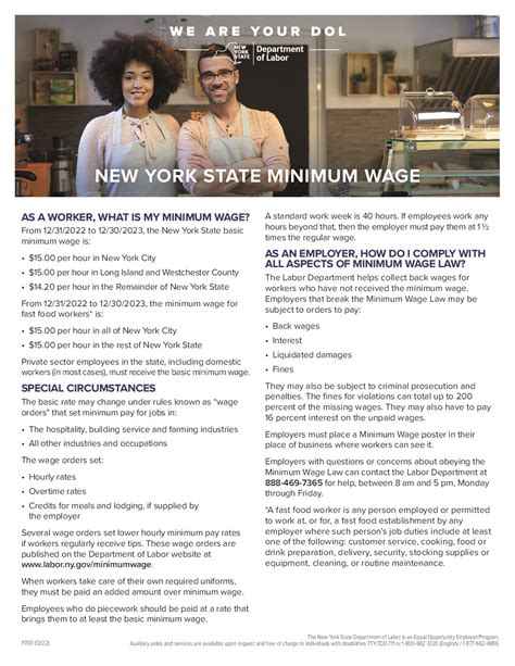 Free New York Minimum Wage Labor Law Poster 2023