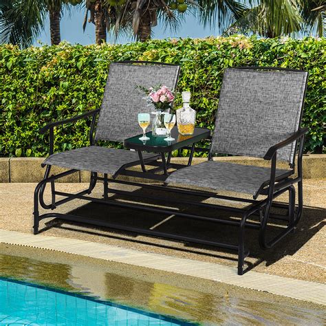 Costway 2 Person Outdoor Patio Double Glider Chair Loveseat Rocking w ...