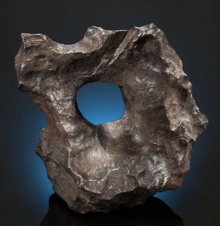 GIBEON METEORITE WITH HUGE NATURAL HOLE Iron, fine octahedrite - IVA Great Nama Land, Namibia ...