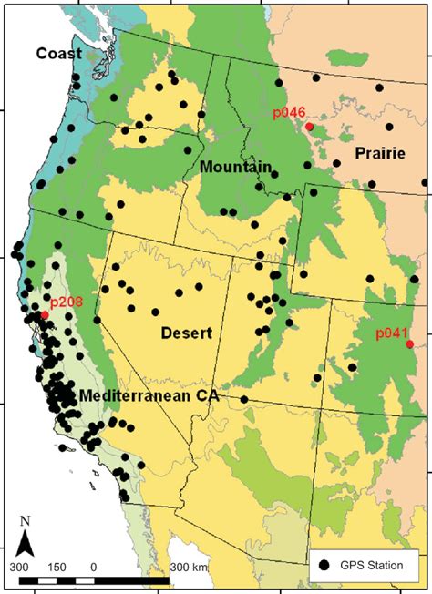 Map showing location of GPS stations used in this study. Three sites ...