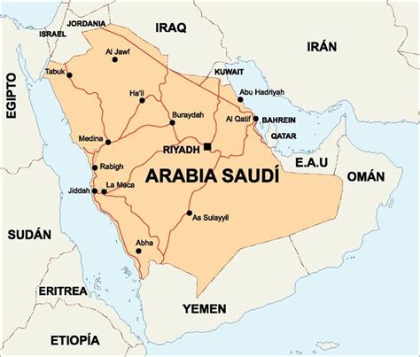 Arabia saudita: mapa de arabia saudita