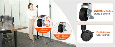 VEVOR Rolling Magnetic Whiteboard, Double-sided Mobile Whiteboard 24x48 ...