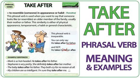 TAKE AFTER - Phrasal Verb Meaning & Examples in English #PhrasalVerbs #ESOL #LearnEnglish | Verb ...