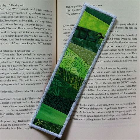 Quilted Fabric Bookmark Green Patchwork | Fabric bookmark, Fabric ...