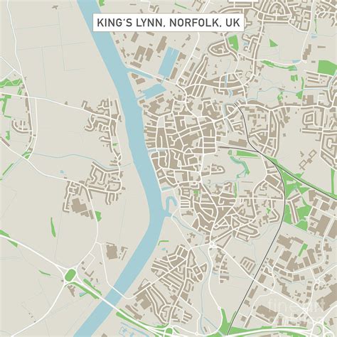 Kings Lynn Norfolk UK City Street Map Digital Art by Frank Ramspott ...